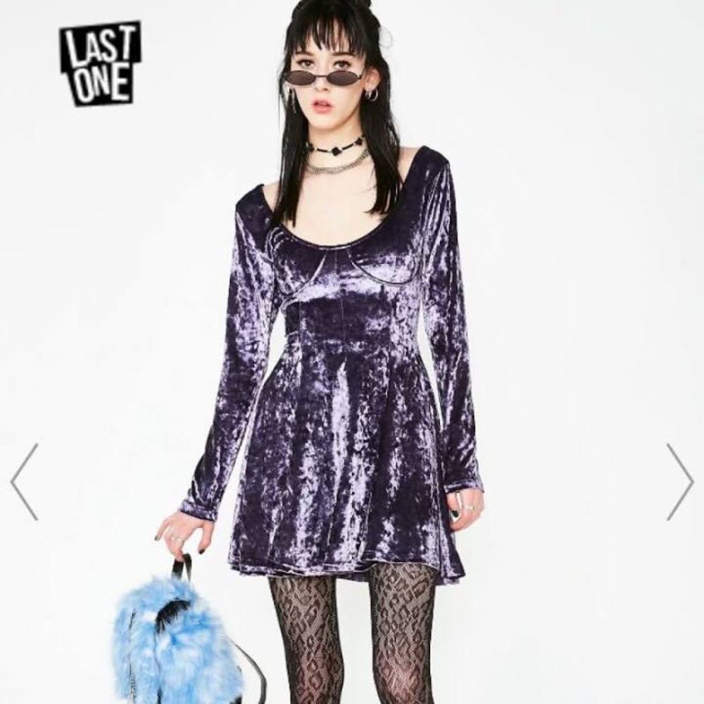 Purple velvet dolls kill skater dress